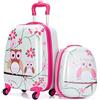 COSTWAY Set di Valigia per Bambini, 16 Valigia+ 12 Zaino, 2 Pezzi, con Ruote Girevoli a 360° e Maniglia Retrattile, Ideale per Viaggiare in Modo Comodo e Divertente (Modello 5)