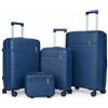 PROVITERA Set 3 Valigie Rigide in ABS, Valigie Rigide M-L-XL Manico Telescopico e 4 Ruote Easy Roll, Lucchetto serratura a codice, Trolley Resistenti da Viaggio, con Bagaglio a Mano (3 + 1 Blu)