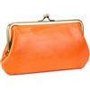 Karoukee Portafoglio in Pelle Cerosa Liscia per Cellulare, Portamonete Vintage da Donna, Grande Porta Carte di Credito con 12 Scomparti per Carte, Chiusura Clic-Clac in Oro