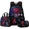 Jilijia Hazbin Set di 3 zaini per hotel, astuccio per matite, borsa a tracolla Alastor/polvere d'angelo/Charlie Morningstar con stampa 3D per laptop, Tipo 5., 43 x 30 x 16 cm