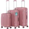 PROVITERA Set 3 Valigie Rigide in ABS, Valigia Rigida 38-59 - 90 Litri, Manico Telescopico, Ruote Easy Roll, Trolley Resistente e Leggero da Viaggio, Bagaglio a Mano (Rosa)