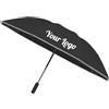 TOPTIE Ombrello rovesciato automatico personalizzato, Ombrello da viaggio antivento stampato con logo con striscia riflettente Ombrello personalizzabile con scritta
