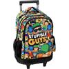 PRESTIGE & DELUXE Trolley Zaino Scuola Stumble Guys Tondo 3 Scomparti zip per bambini primaria media + Set scrittura