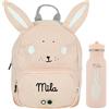 Upstitch Studio Trixie: Zaino e Borraccia per Bambini, per l'Asilo e Chitarra, Personalizzato con Nome Singolo o Come Set, Coniglio, Set: Rucksack BIG + Flasche