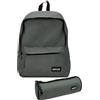 SUNLUX Set Scuola Zaino Americano Doppia Tasca con Zip E Astuccio Tombolino - Colore Grigio - Design Unisex, Capiente e Resistente