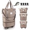 Arxus, Valigia da Viaggio con Ruote Rimovibili e Tracolla, Borse da Viaggio Espandibili e Pieghevoli con Sleeve per Valigia, per Uomo e Donna, Borsa da Weekend per Aereo 25L-55L, cachi., 55L, 41.91 x
