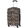 BERTOO Valigia rigida da donna Leopardo taglia L 60L, bagaglio leggero in ABS+PC con 4 ruote girevoli rimovibili, lucchetto a combinazione, 65x45x25cm