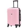 R.Leone Valigia da 1 Fino a Set 4 Trolley Rigido grande, medio, bagaglio a mano e bagaglio EasyJet 45X36X20cm 4 ruote in ABS 9002 (Rosa Pastello, L Misura Grande)