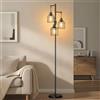 VASAGLE Lampada da Terra, Piantana con 3 Lampadine, Luminosità Regolabile, Paralume in Metallo, 3 Attacchi E27, Nero Inchiostro LFL013BD02