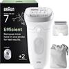 Braun Silk-épil 7 Depilatore Donna, Epilatore Elettrico Donna Con Testina Ampia Per Una Epilazione Semplice, Wet & Dry, Pelle Liscia a Lungo, 7-041, Bianco/Argento