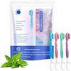 Endyniner Mini spazzolino da denti da viaggio 5 in 1, 5 in 1, portatile, confezionato singolarmente, con dentifricio, usa e getta, multifunzione, set per l'igiene orale, 4 sapori per uso in viaggio