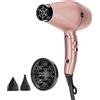 GAMMA+ Asciugacapelli Ionico G-TRONIC Dual Ionic 2500, Phon Capelli Professionale Ultraleggero 390 gr, Motore Digital Brushless, Silenzioso, Made in Italy (Spina ITALIA, Rosa opaco)