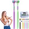 Gienslru Sensory Joy Spazzolino da denti a 3 lati, Spazzolino da denti a tre lati, setole morbide a forma di V, pulisce ogni dente per coprire completamente lo spazzolino (2 pezzi-B (adulto))