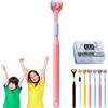 Gienslru Sensory Joy Spazzolino da denti a 3 lati, spazzolino da denti a tre lati, setole morbide a forma di V, pulisce ogni dente per coprire completamente lo spazzolino (rosa (bambino)