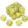 QUARKZMAN 24Pcs Dadi Standard Colorati A 6 Facce, Set Di Dadi D6 In Acrilico Mini Poliedrici Con Motivo Perline Perle 16mm Per Giochi Da Tavolo, Punti Gialli/Bianchi