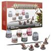 Games Workshop Paint Set Skaven Warhammer Age of Sigmar Set di Pittura con Colori Pennello Starter e 5 miniature Ratti del Clan in plastica da assemblare