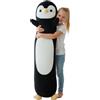 Aiuidun Pinguino, cuscino lungo in peluche, 90 cm, morbido peluche per bambini e adulti, simpatico pinguino come regalo, cuscino per dormire (nero)
