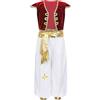Riismen Costume Completo Sultano Arabo per Ragazzi - Costume Aladino 2 Pezzi con Gilet e Pantaloni Larghi per Halloween Carnevale Travestimenti Tradizionali e Party Rosso 10-12 anni