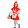 CARTOON Vestito carnevale Mantellino rosso abito mantellino con cappuccio travestimento festa in maschera cosplay cappuccetto rosso per bambine