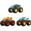 Hot Wheels - Hot Wheels Monster Trucks Color Shifters in scala 1:64, confezione da 3 monster truck con decorazioni che cambiano colore con l'acqua fredda e calda, giocattolo per bambini 3+ Anni, HGX20