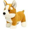 KUKUShining Peluche Corgi, Morbido Coccoloso Animale Di Peluche A Forma Di Cane Marrone Realistico Cuscino Da Abbracciare Per Bambini