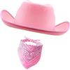 Psdndeww Cappelli da cowgirl regolabili e bandana Combo per giochi di vestirsi per bambini avventure all'aperto facile cura festa vestire Western Outfit