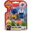 FIRMANSAM - Selezione: Simba - Set di personaggi Sam pompiere, confezione doppia con animale, serie 4, action figure Norman Steele Penny (Sam; Steele; Radar)