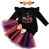 Generico Vestito Halloween Bimba 2 Anni Vestiti Zucca Bimba Body Con Fascia E Fiocco Gonna Tulle Completo Abiti Principessa Bambina Costumi Diavolo Pagliacetto Vestito Carnevale Costume Tutina Compleanno Feste
