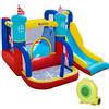Outsunny Castello Gonfiabile per Bambini 4 in 1 con Trampolino, Scivolo, Piscina, Parete da Arrampicata, Borsa Trasporto, Parco Acquatico Gonfiabile per Giardino, 3-8 Anni, Gonfiatore, 265x260x200cm