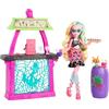 Monster High Bambola e Playset, Lagoona Blue Spavente-adise Island Snack Shack con accessori alimentari e bevande che cambiano colore