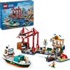 LEGO City Porto e Nave Merci, Giochi di Ruolo per Bambini e Bambine da 8 Anni con Barca Giocattolo, Gru Portuale Funzionante, Moto d'Acqua e 8 Minifigure, Idea Regalo Creative di Compleanno 60422