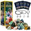 Blue Marble NATIONAL GEOGRAPHIC Rock Tumbler Refill Kit - Gemstone Mix of 9 varieties including Tiger's Eye, Amethyst and Quartz - Comes with 4 grades of Grit, Jewellery Fastenings and Detailed Learning Guide