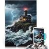 AITEXI puzzle 1000 pezzi per adulti Tempesta di fulmini al faro Antistress Vacanza in patria Uccidere il tempo Regalo di compleanno, regali, arte murale 52x38cm