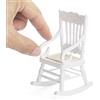 Odoria Sedia a dondolo in miniatura per casa delle bambole, in scala 1:12, accessori per mobili per casa delle bambole, bianco