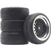 SUAVER RC 1/10 On Road Pneumatici in gomma e cerchioni, 64 mm in gomma e plastica ruote per auto da corsa 1/10 RC On-Road Touring Car 4 pezzi (nero/argento, offset 9 mm)