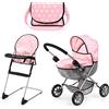 Bayer Design 13730AB Carrozzina per bambole, passeggino giocattolo, pieghevole, con borsa, seggiolone