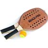 GENERIC Coppia Racchette Beach Tennis PRO con Pallina Racchettoni in Legno 380, Multicolore, 48 cm, 8003029203546