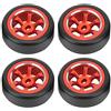 RiToEasysports Pneumatico RC da 4 Pezzi, Pneumatico RC in Lega di Alluminio Compatibile con K969 K989 P929 1/28 RC Compatibile con Kyosho per Mini-Z/Mini-D/Mini-Q RC Car(Rosso)