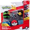 Pokémon PKW2719 - Clip and Go Poké Ball Belt Set - Pallina Oscura, palla di lusso & Snipel, set ufficiale con statuetta