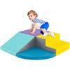COSTWAY Set di Blocchi in Schiuma per Bambini 4 Pezzi, Set di Costruzioni Morbide in PU + EPE per Sviluppo dei Bambini, Gioco Attivo Interno per Arrampicarsi e Gattonare (Blu)
