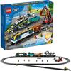 LEGO City Freight Train Set, 60336 Remote Control Toy for Kids Aged 7 Plus with Sounds, 2 Wagons, Car Transporter, 33 Track Pieces and 2 EV Car Toys
