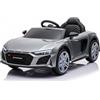 BRICOZONE Audi R8 Sport Auto Elettrica Per Bambini 12V Supercar Con Telecomando Parentale Sedile In Eco Pelle Motori 30W Luci LED MP3 USB Licenza Ufficiale (Grigio)