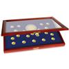 SAFE 5889 Cofanetto in Legno per 20 Monete da 2 € Ø26 mm - Vetrina con Vetro Reale & Interno in Velluto Blu - Ideale per Serie "10 Anni UEM" - 375×260×30 mm