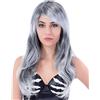 DEGUISE TOI Parrucca Grigia Lunga ondulata Donna - Grigio, Bianco - Taglia Unica