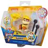 Paw Patrol, Action figure da collezione del film Rubble con zaino a clip e 2 proiettili, giocattoli per bambini dai 3 anni in su