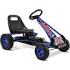 GYMAX Go-Kart a Pedali per Bambini con Sedile Regolabile con Freno e Frizione per Bambini 3-8 Anni, 98 x 59 x 61 cm (Blu)
