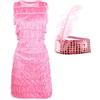 I LOVE FANCY DRESS LTD Vestito con flapper rosa - XL - Costume da donna con frangia - fascia con paillettes abbinate e piume, Charleston anni '20