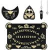 JNYUTEEN Set Tavola Ouija in Legno, Tavola Divinatoria Metafisica con Planchette, Giuoco della Bottiglia con Lettere Lunas Sole per Adulti