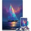 LLONGKT Puzzle da 1000 pezzi con dipinto a olio di una barca a vela per adulti, difficile da completare ma divertente e umoristico, con poster abbinato e foglio di quiz (50x75cm)