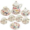Alasum 1set Miniature Ceramica Per Giocattoli Teiera Tazzine e Piattini Per Decorare Case Delle Bambole Design e Realistico